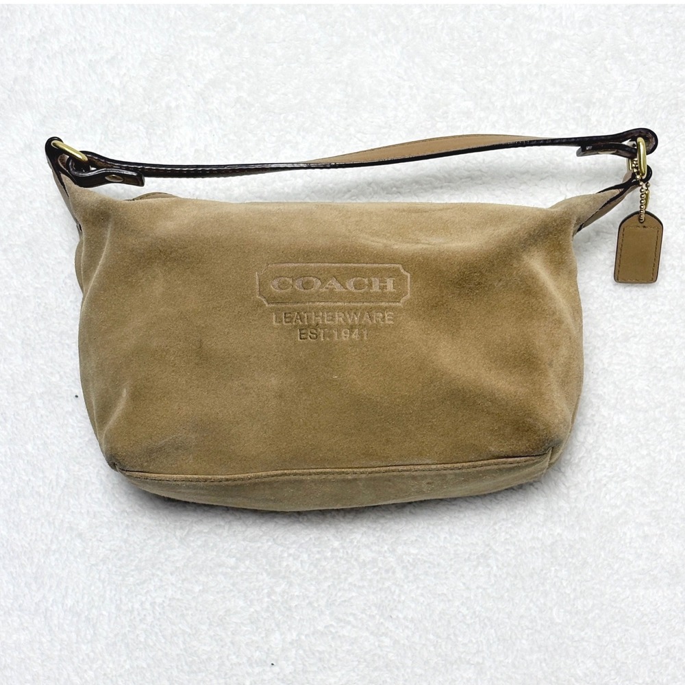 Vintage Y2K Coach Leatherware Est 1941 Tan Suede Mini Shoulder Bag Hobo Pouch